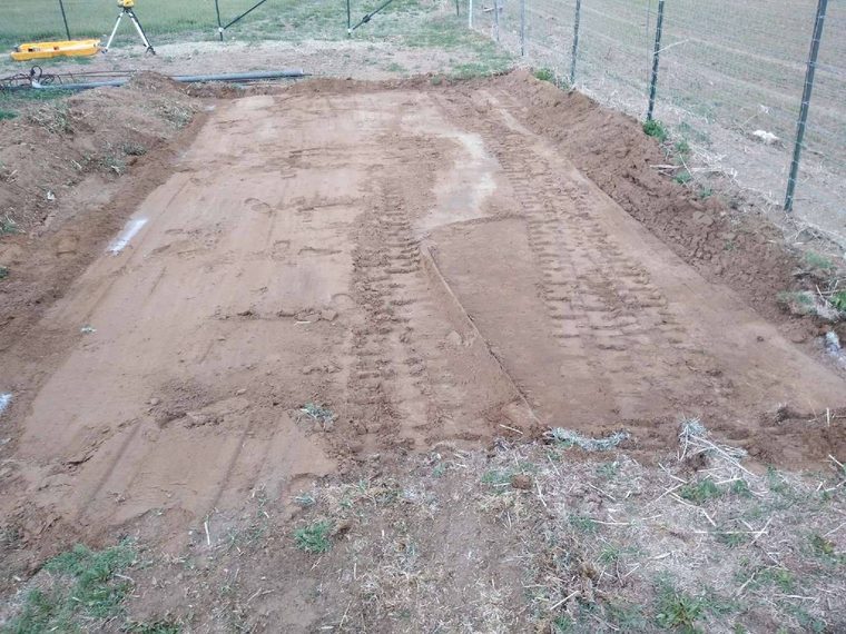 Finished building pad graded flat and checked with a laser.